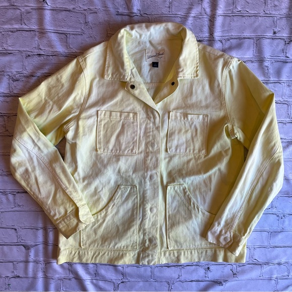 Lemon Yellow Denim Jacket Universal Thread Snap Down Shacket Womens Small - Picture 1 of 9